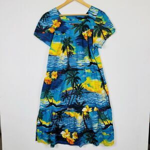 Ali'i Fashions Hawaii Classic Tropical‎ Beach Ruffle Skirt Dress Women's Medium